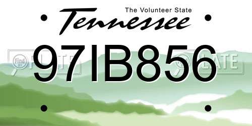 97IB856 Tennessee License Plate