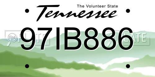 97IB886 Tennessee License Plate