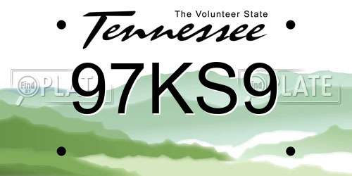 97KS9 Tennessee License Plate