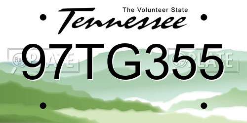97TG355 Tennessee License Plate