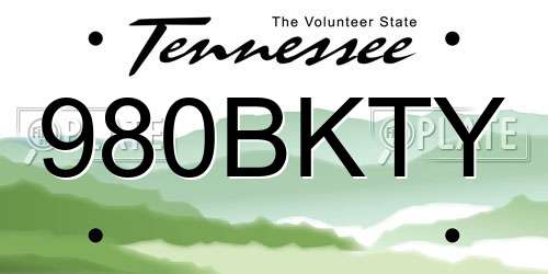 980BKTY Tennessee License Plate