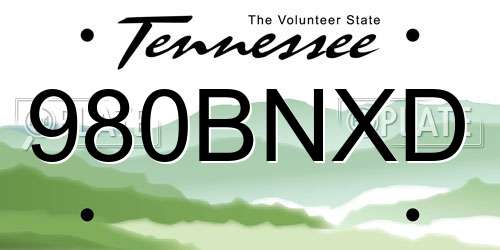 980BNXD Tennessee License Plate