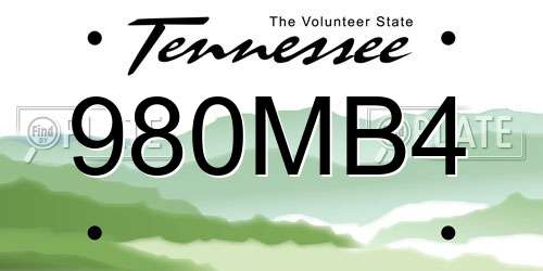 980MB4 Tennessee License Plate