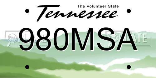 980MSA Tennessee License Plate
