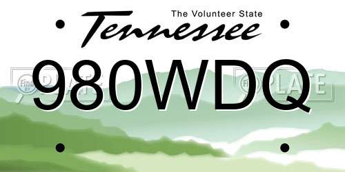 980WDQ Tennessee License Plate