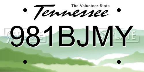 981BJMY Tennessee License Plate