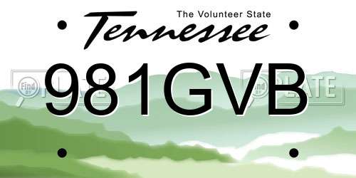 981GVB Tennessee License Plate