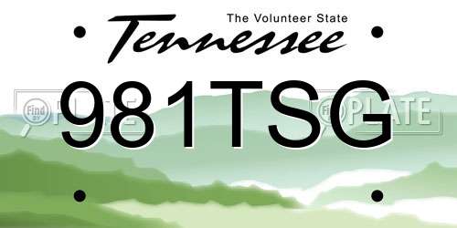 981TSG Tennessee License Plate
