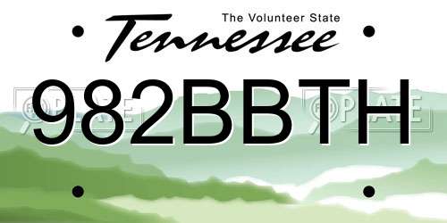 982BBTH Tennessee License Plate