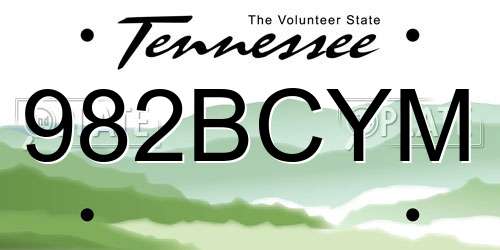 982BCYM Tennessee License Plate
