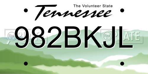 982BKJL Tennessee License Plate