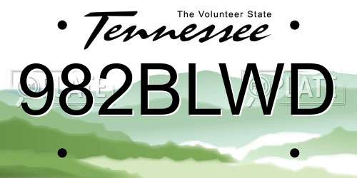 982BLWD Tennessee License Plate