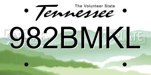 982BMKL Tennessee License Plate
