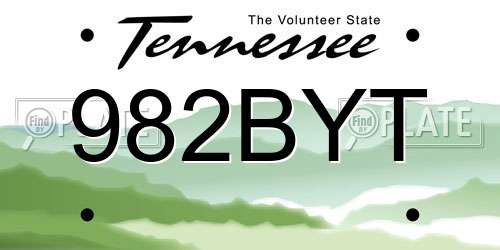 982BYT Tennessee License Plate