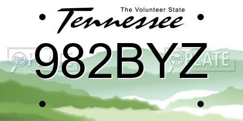 982BYZ Tennessee License Plate