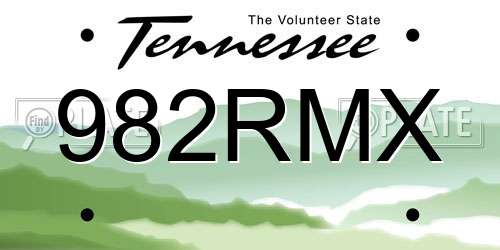 982RMX Tennessee License Plate