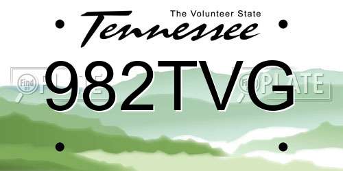 982TVG Tennessee License Plate