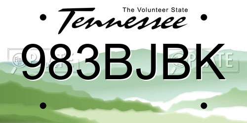 983BJBK Tennessee License Plate