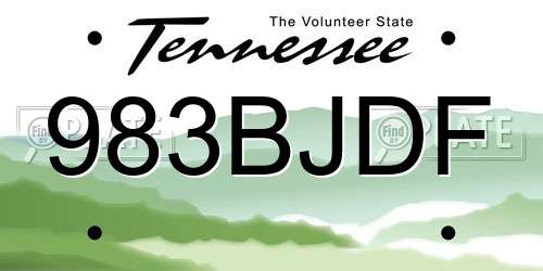 983BJDF Tennessee License Plate