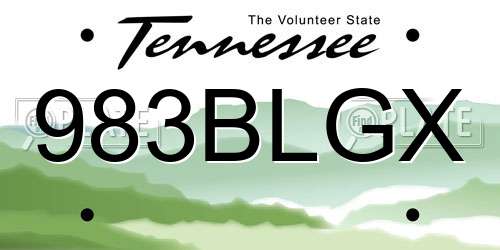 983BLGX Tennessee License Plate