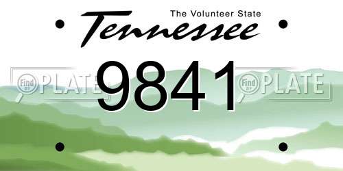 9841 Tennessee License Plate