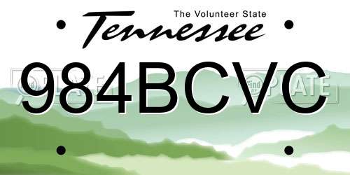 984BCVC Tennessee License Plate