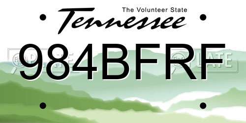 984BFRF Tennessee License Plate