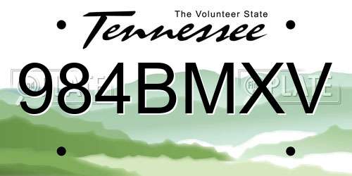 984BMXV Tennessee License Plate