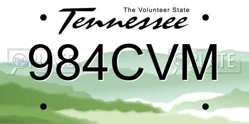 984CVM Tennessee License Plate