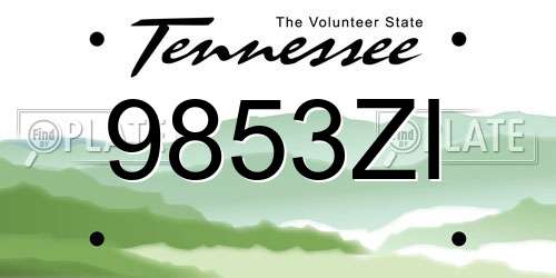 9853ZI Tennessee License Plate