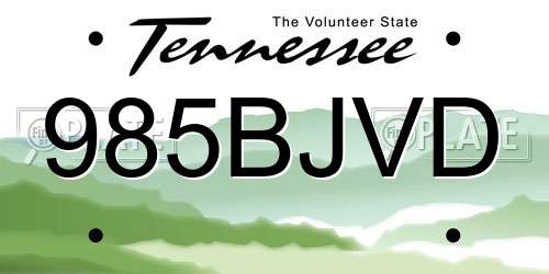 985BJVD Tennessee License Plate