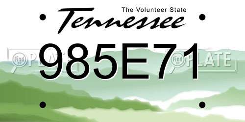 985E71 Tennessee License Plate