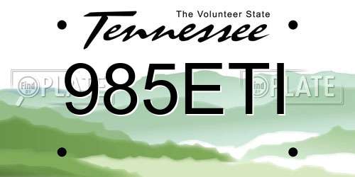 985ETI Tennessee License Plate