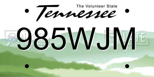 985WJM Tennessee License Plate