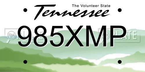 985XMP Tennessee License Plate