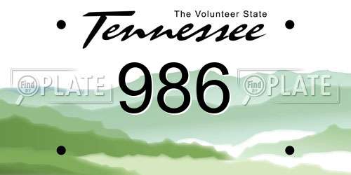 986 Tennessee License Plate