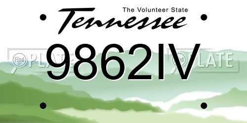 9862IV Tennessee License Plate