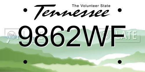 9862WF Tennessee License Plate
