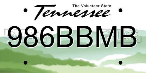 986BBMB Tennessee License Plate