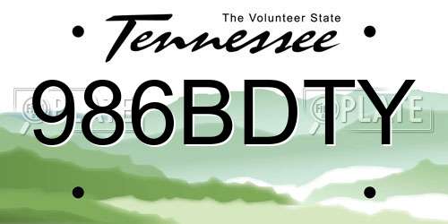 986BDTY Tennessee License Plate