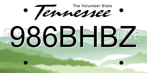 986BHBZ Tennessee License Plate