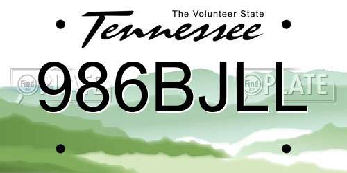 986BJLL Tennessee License Plate