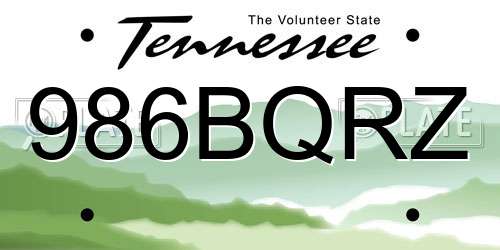 986BQRZ Tennessee License Plate