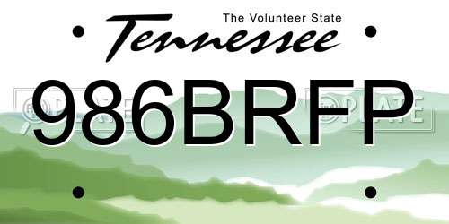 986BRFP Tennessee License Plate