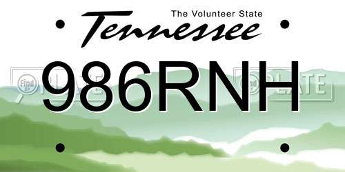 986RNH Tennessee License Plate