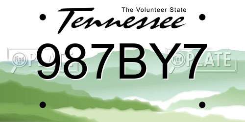 987BY7 Tennessee License Plate