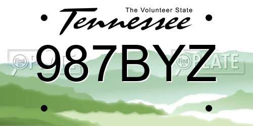 987BYZ Tennessee License Plate