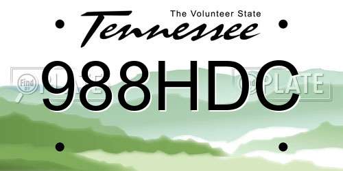 988HDC Tennessee License Plate