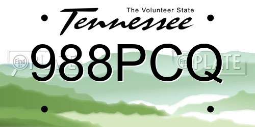 988PCQ Tennessee License Plate