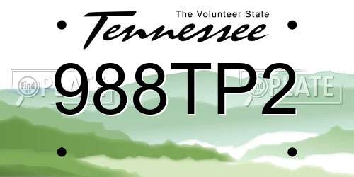 988TP2 Tennessee License Plate